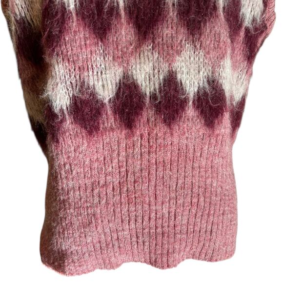 McGregor Vtg Knit Vest USA SZ Med Argyle Pink Burgundy Plaid Lightweight Preppy - Picture 4 of 8